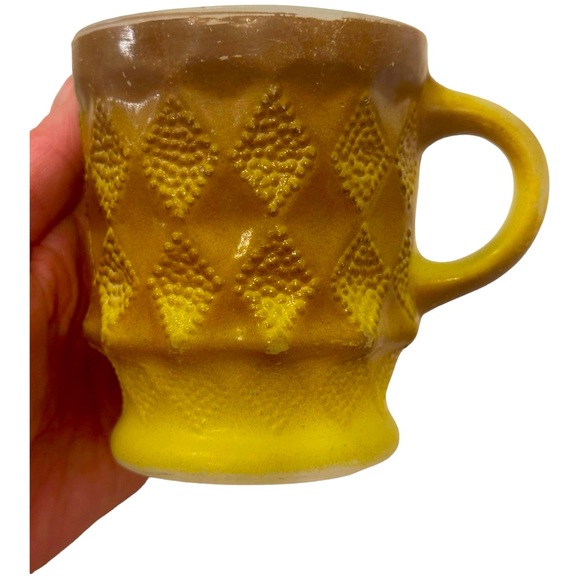 Fire King Anchor Hocking Kimberly Glass Coffee Mug Mid Century Modern Yellow x 2 - Picture 2 of 6